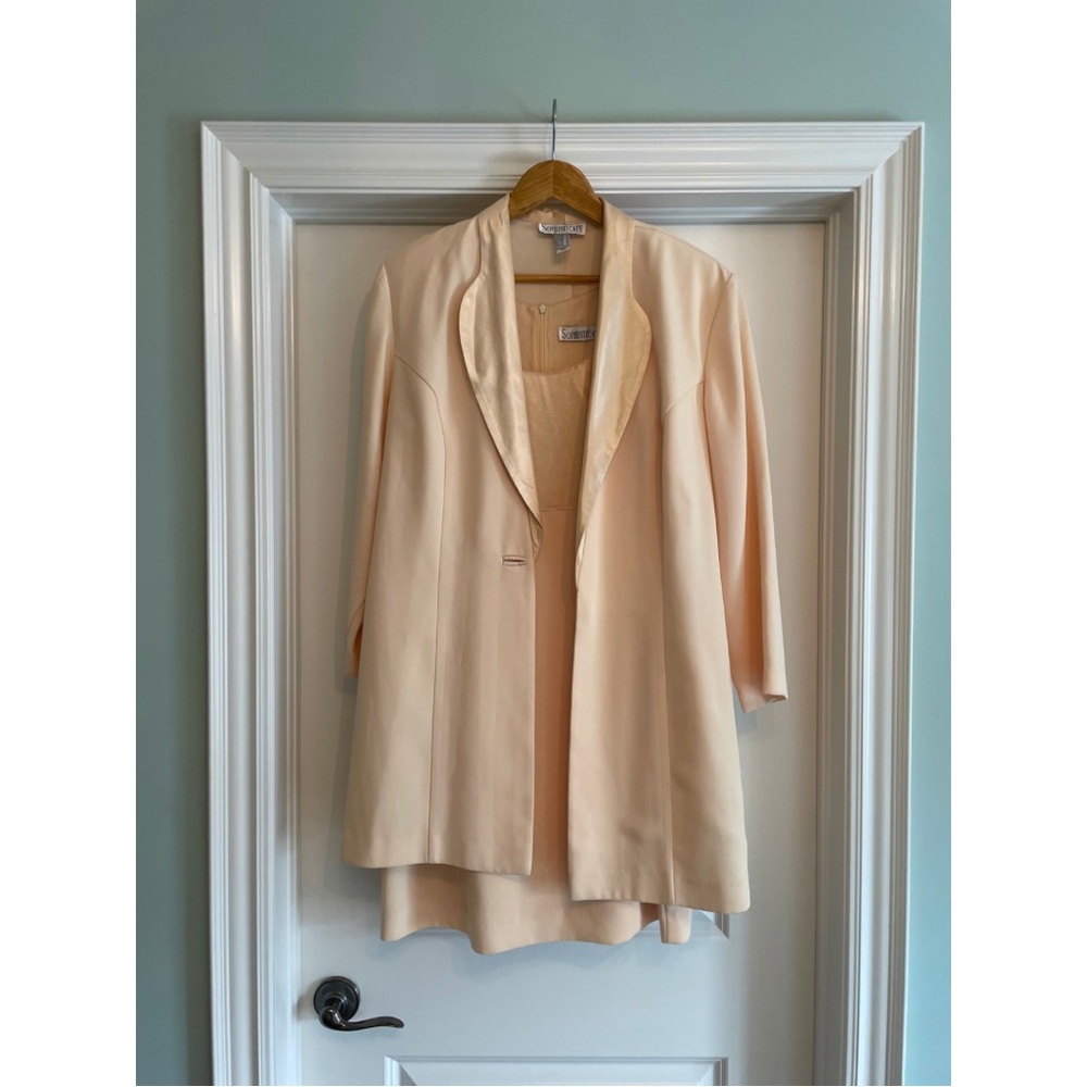 Vintage Pale Pastel Yellow Dress and Blazer Two Piece Set